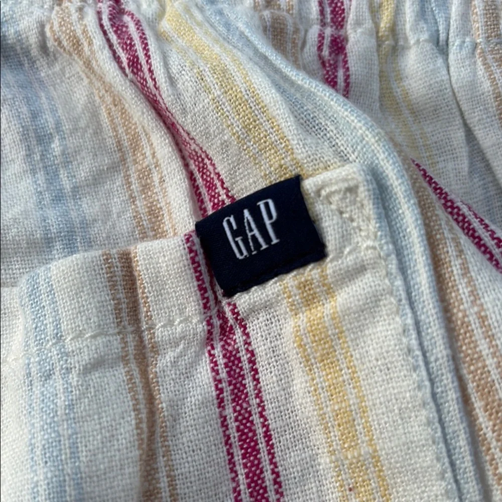 NWT GAP High Waist M Shorts in Linen/Rayon blend Cream w/ Stripes. Summer cool! - Picture 8 of 15